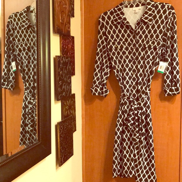 Charter Club Dresses & Skirts - Black and white dress with gold accents